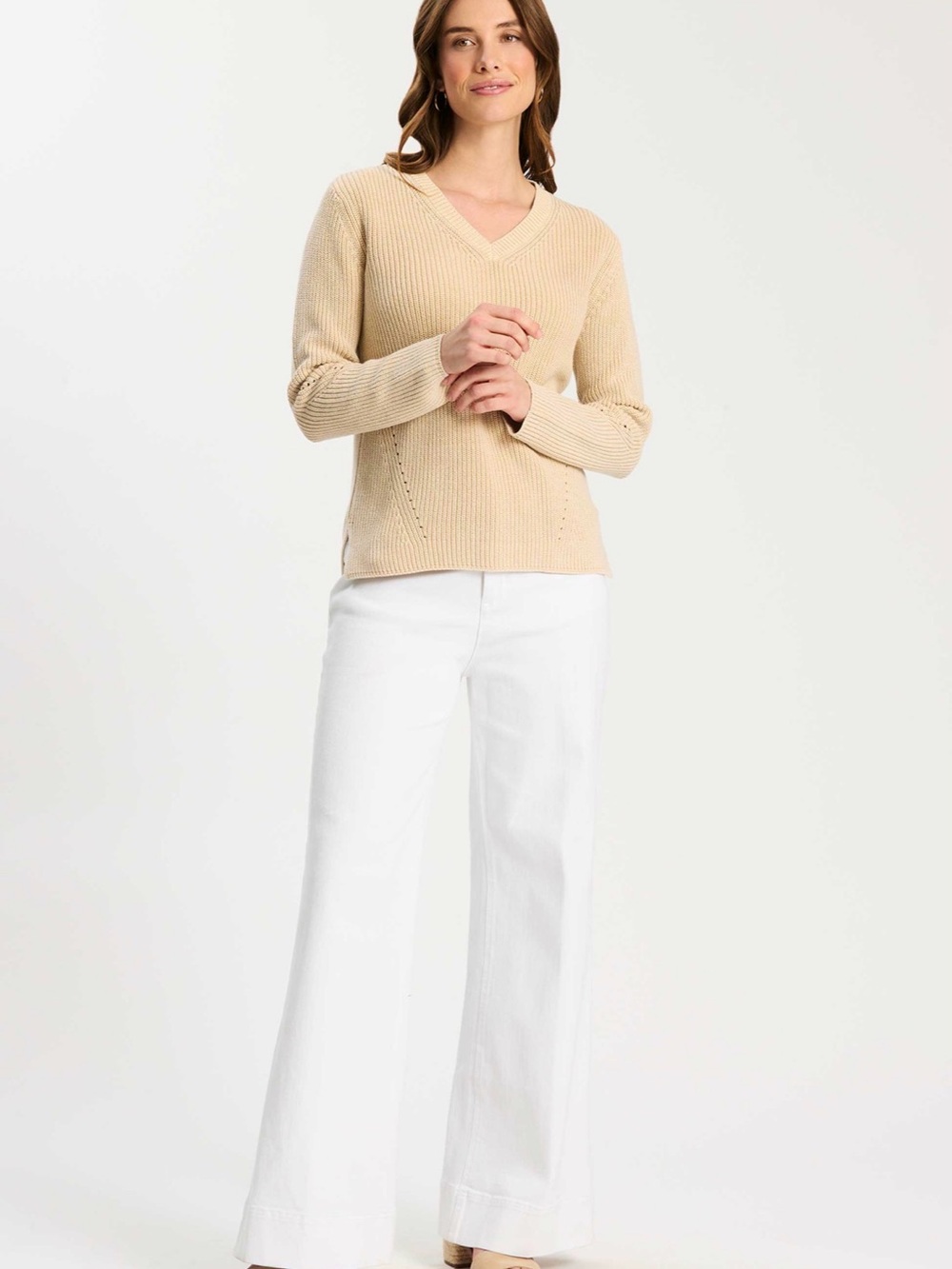 Tyler Boe Cream V-Neck Sweater